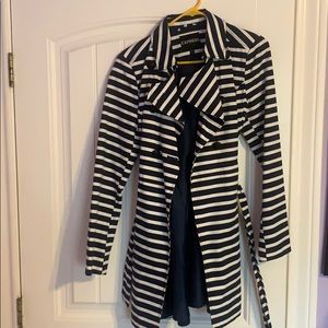 Navy Blue and White Striped Medium Express Coat